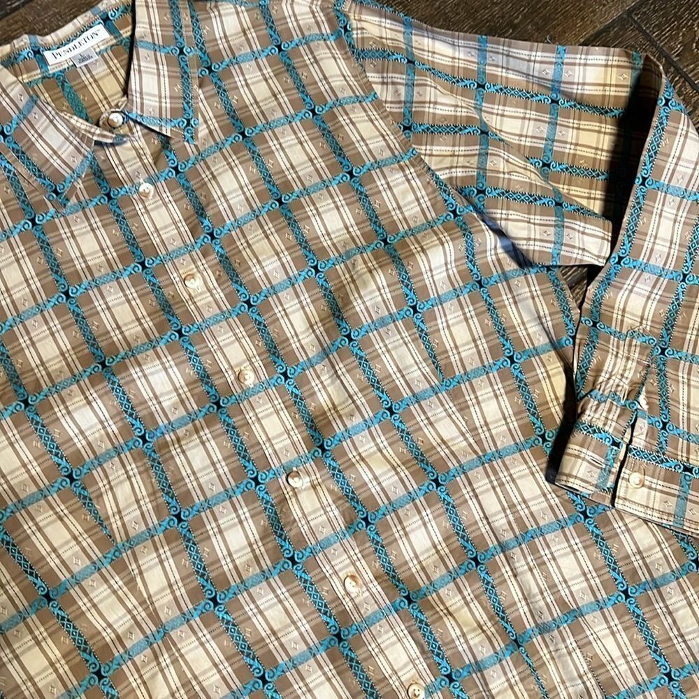 Pendleton-Tan Turquoise Cotton Button Down Womens… - image 5